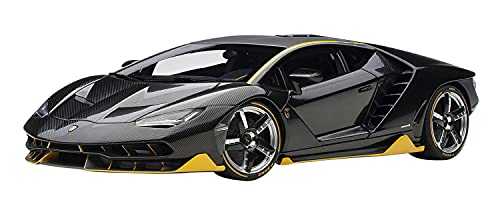 Centenario Clear Carbon with Yellow Accents 1/18 Model Car by Autoart 79114