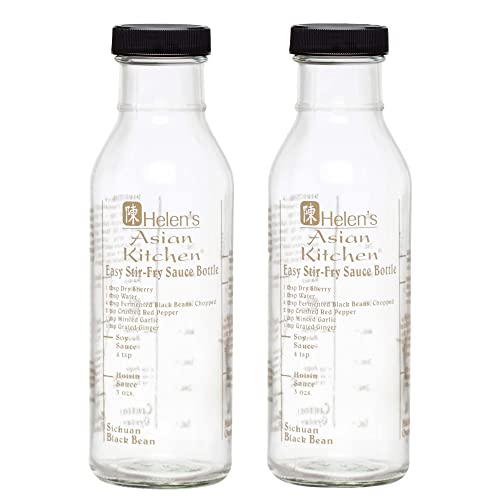 Helen's Asian Kitchen, Made in the USA Stir-Fry Sauce Bottle, Set of 2, 13-Ounce, Glass