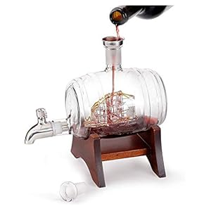 Home met Tap Wake-up machine, houten rek wijn vatvormige glazen fles, 1000 ml whisky fles wijn vatvormig glas whisky…