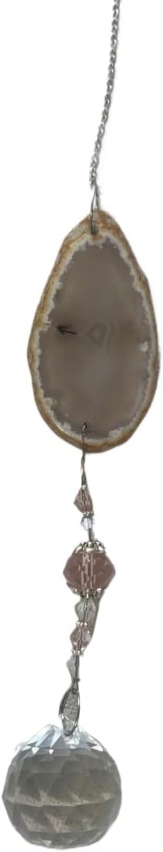Agate Slice Crystal Sun Catcher – 25–35cm Hanging Prism Suncatcher with Natural Stone for Window, Garden or Car Rearview Decor(7pack)