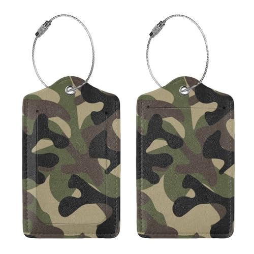 2 Pcs Camouflage Luggage Tag for Suitcases, Funny Camo Tags, Cruise Ship Essential Travel Gift for Men Women Couples, Army Military Birthday Party Decorations, Christmas Unique Ideas Gift