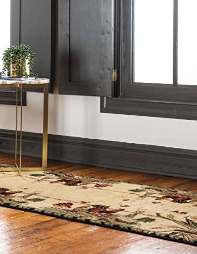 Image of Unique Loom Barnyard Collection Area Rug - Farm (2' x 6' 1 inch Runner, Cream / Black)