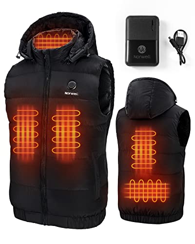 NORWELL Men's Heated Vest Lightweight Warm Jacket with Removable Hood (Battery Pack) NORWELL Men's Heated Vest Lightweight Warm Jacket with Removable Hood (Battery Pack)