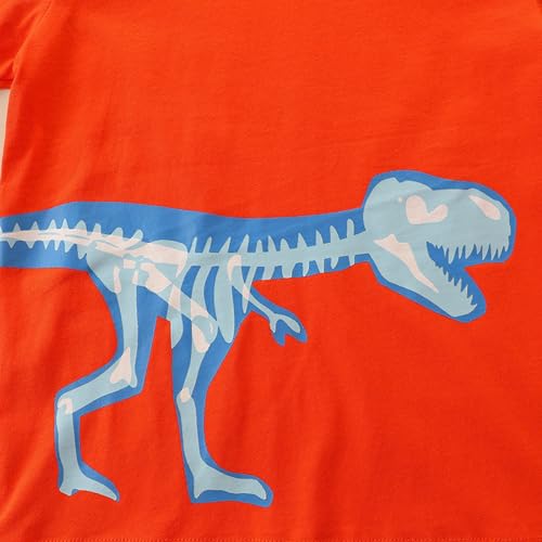 Unisex Kids Tie Dye Sweatshirt Toddler Boys Girls Glow In The Dark Long Sleeve Sweatshirt Dinosaur (Orange, 6-7 Years)4