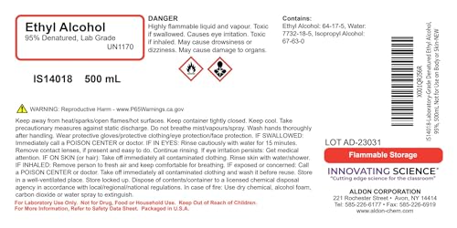 95% Ethyl Alcohol, 16oz - Denatured Ethanol Alcohol - Laboratory-Grade, Not for Topical Use - The Curated Chemical Collection - Image 5