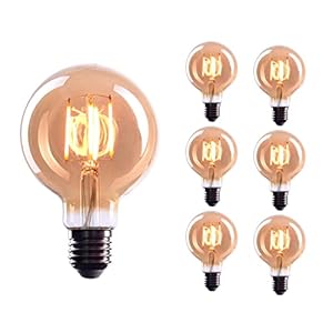 CROWN LED 6x Edison Gloeilamp – E27 lamp – Dimbare lamp – 4 W, Warm Wit 230 V, EL04 – Vintage Lamp in Retro/Antieke Look…