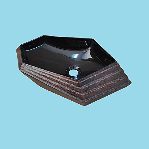 Image of Designer Wash Basin Table Top Over Counter Vessel Sink Glossy Finish White Sink for Bathroom (22 x 15 x 5.5 Inch)