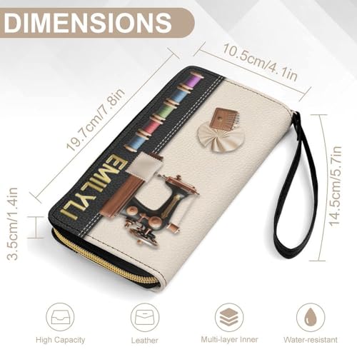 Personalized Sewing Machine Leather Wallet Custom Name Sewing Wallet Funny Mom Purse Gift For Women Mom Grandma Xmas Birthday Anniversary (style 1)2