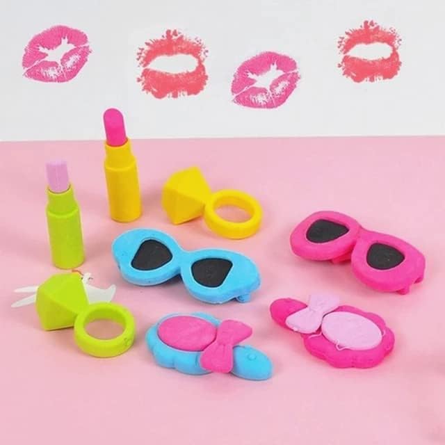 Image of AK Store (Pack of 4) 3D Cute Cartoon Shape Rubber Pencil Erasers, School Stationery for Kids, Boys Girls, Birthday Return Gifts (Makeup)