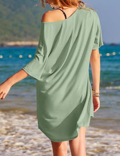 Ekouaer Womens Tshirt Nightgown Cotton V Neck Sleepshirts Comfy Casual Nightshirt for Women4