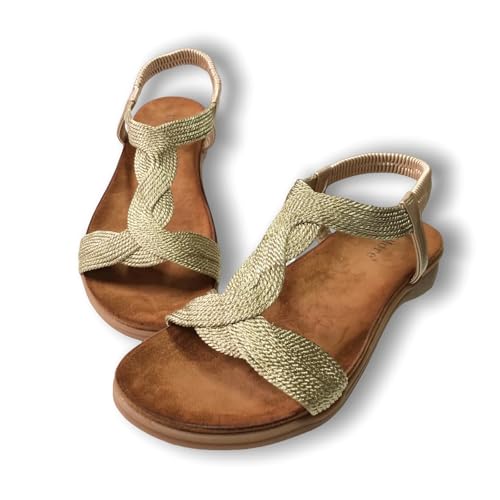 Wonafa Mujer Sandalias Planas Verano Bohemio Sandalias de Playa Punta Abierta Sandalias de Vestir Mujer