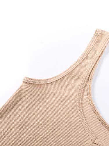 Sweatyrocks Women's Sleeveless Casual Ribbed Knit Shirt Basic Crop Tank Top Nude M #TOP4