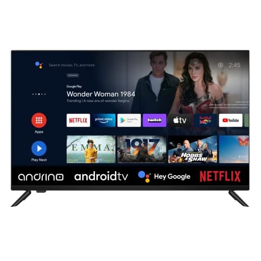 Andrino AN32H01-BS 32 Pouces 80 cm HD LED Smart TV, Téléviseur, TNT Tuner T2/S2/C Android TV, Google Assistant, Google Play Store, Prime Video, Netflix Chromecast intégré Bluetooth WiFi