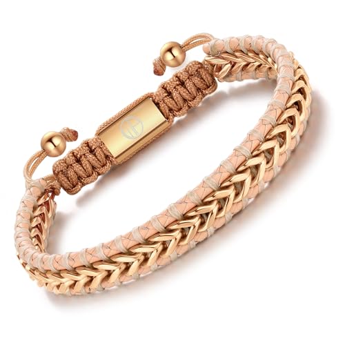 WP WEPICK �����Y ���U�[�u���X���b�g 18K�S�[���h���b�L�u���X���b�g ���߉\�ȃt�����R�`�F�[�������N �X�e�����X�X�`�[�� �n���h���C�h �ґg �����Y �����b�L �u���X���b�g �W���G���[�M�t�g, 6.5-8 in for Wrist, �W�F���X