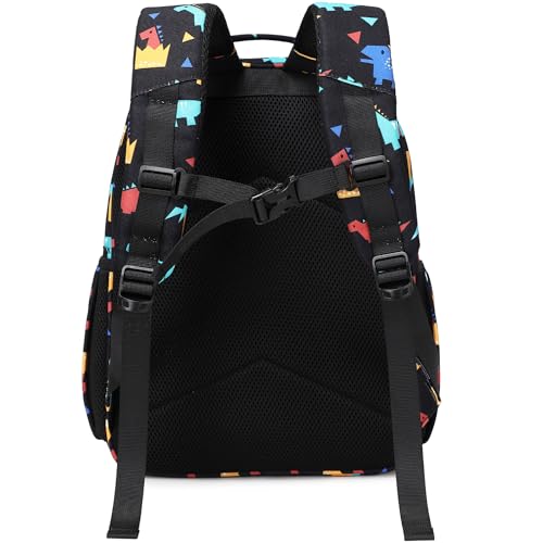 abshoo Cute Lightweight Kids Backpacks for Boys Kindergarten Elementary School Backpack for Boy ages 4-8 (Dinosaur Black Triangle)3
