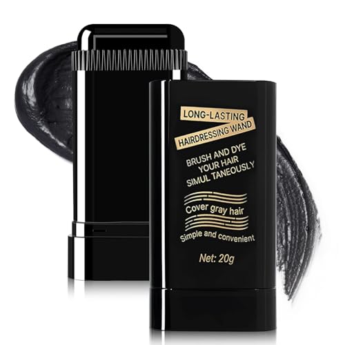 2-in-1 Instant Hair Color Stick & Comb, Portable Hair Dye Comb for Gray Hair Coverage, Waterproof and Sweat-Proof Hair Dye Comb for Women & Men, Quick Touch-Ups (01black)