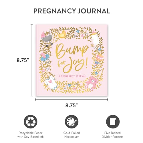 Image of Studio Oh! Bump for Joy Pink Pregnancy Journal for Women - Hardcover Guided Pregnancy Journal & Daily Planner, 144 Pages, Weekly Planner, To Do List & Tracker, 5 Tabbed Divider Pockets, 120 gsm Paper