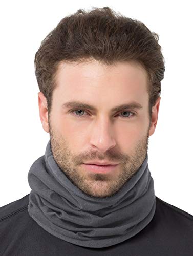 Tough Headwear Reversible Microfiber Fleece Gaiter Tube Neck Warmer (Solids) - Gray