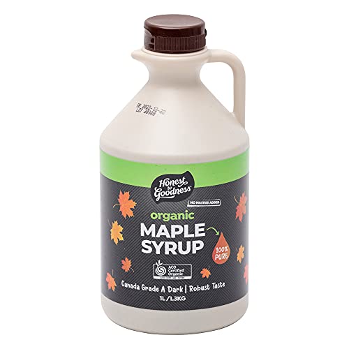 Honest to Goodness, Organic Maple Syrup (Grade A), 1 Liter - Dark in Colour, Rich, Caramel-Maple Flavour. Crafted from 100% Pure Canadian Maple Tree Sap – No Nasties Added.
