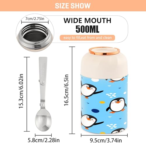 Tarro de comida Cute Penguins de 500 ml con aislamiento de doble pared 4