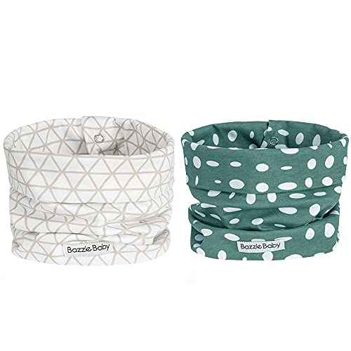 Bazzle Baby BandObib Infiinity Baby Scarf and Drool bib with snap closure & premium double layer to keep drool off clothes