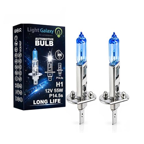 Light Galaxy ... Ihr Lichtlieferant 2x H1 Super-White 12V 55W Halogenlampen P14,5s Klares weißes Licht Abblendlicht Fernlicht