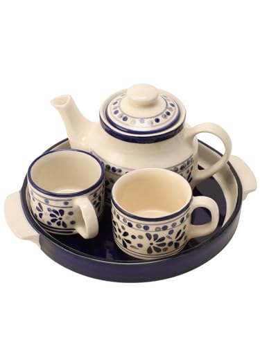 Image of miah decor Ceramic Tea Set with Kettle and Tray with 2 Cups