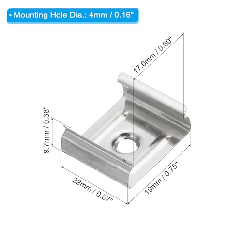 Image of PATIKIL LED Strip Clips, 60pcs Stainless Steel Mounting Brackets Fixing Clip Clamp Support Holder with Screws for 19mm to 20mm LED Strip Lighting Cable