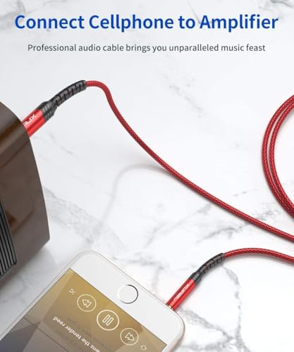 Image of JSAUX 3.5mm to 6.35mm Stereo Audio Cable(3.9FT), 6.35mm 1 /4 inch Male to 3.5mm 1 /8 inch Male TRS Bidirectional Stereo Audio Cable Jack for Guitar, iPod, Laptop, Home Theater Devices, Speaker, Red