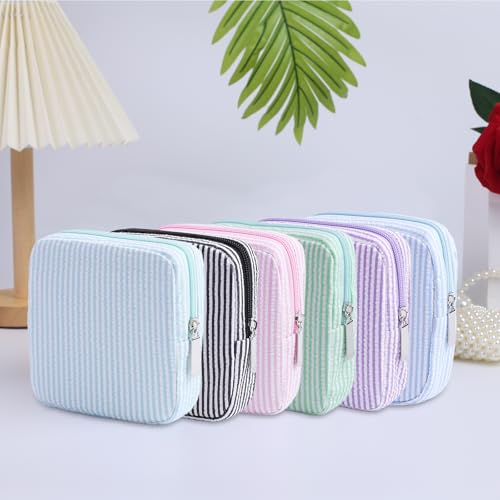 Image of Period Bag for Teen Girls | Striped Sanitary Napkin Storage Bag | Cute Pads Pouch for Period | Menstrual Pouch for Pads, Tampons, Menstrual Cups & Panty Liners | Perfect for Travel & Daily Use