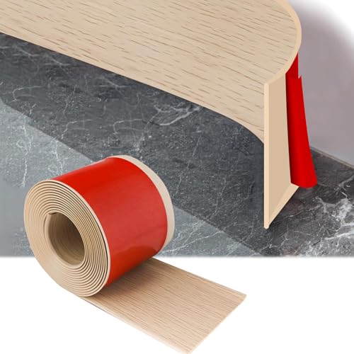 Plinthe Souple Autoadhésive, 5M Corniere PVC 10cm x 1mm, Plinthe Cuisine, Plinthe PVC pour Salles de Bain, Pièces à Vivre (Veinage du Bois D'érable)