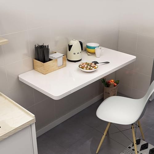 Table pliante murale 23"x12" blanche pour espace de travail compact