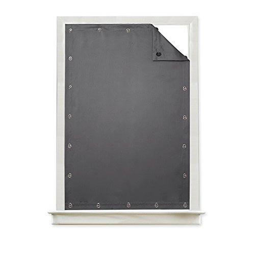 PONY DANCE Gray Blackout Blinds - Portable Window Curtains Light Block Easy to
