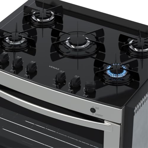 Fogao A Gas De Embutir Gaudi Prisma Vitreo Bl 5q Inox Gas Glp