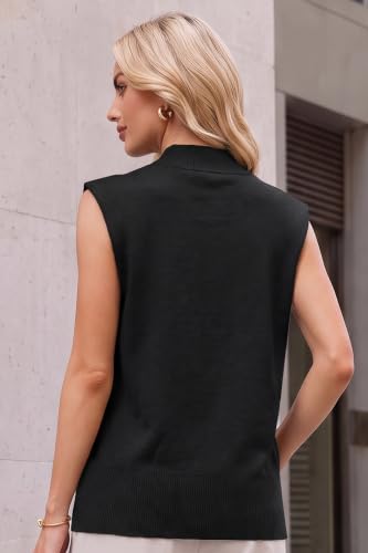Image of Arach&Cloz Women's Wool Blend Mock Neck Sweaters Vest Business Casual Lightweight Trendy Tops Summer Outfits 2026