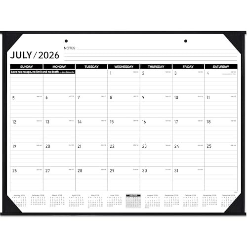 2026-2027 Desk Calendar - JUL. 2026 DEC. 2027 22 x 17 Large Desk Calendar 2026-2027 18 Monthly Large Desk/Wall Calendars 2-in-1 Corner Protector Desk Pad Large Ruled Blocks