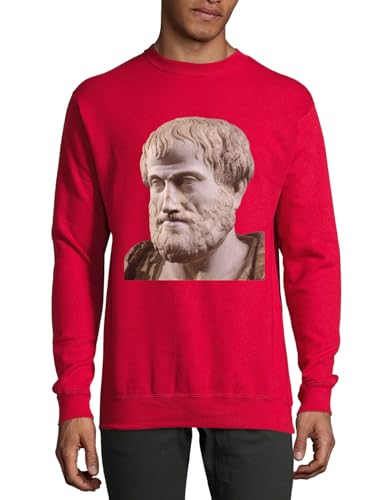 Pull en coton Aristote rouge inspiré par la philosophie grecque pour homme et femme