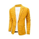 NOVOCCT Men's Plaid Slim Fit Blazer Jacket, Lightweight 2-Button Casual Sport Coat, Formal & Everyday Blazer for Men (F9, M) Yellow