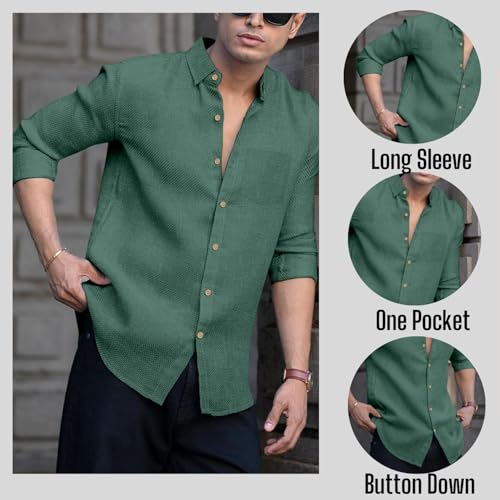 Image of Zilcon Cotton Bland Shirt Collar Half Sleeve Regular Fit Casual Shirt for Man| Cotton-Linen Type Casual Shirt for Men | Casual Wear Shirts for Men