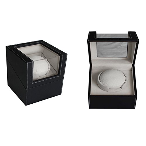 Designetsamaison Boite à Montres Remontoir Automatique Noire en Simili (PU)