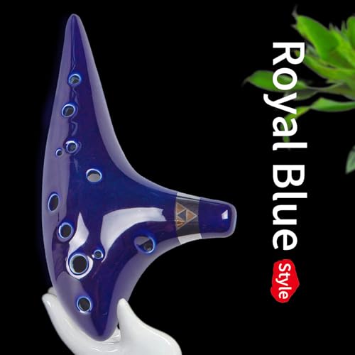 Image of inchOcean Notes inch 12 Hole Sweet Potato Ocarina Graceful Shape Pottery Ocarina in Alto C (Royal Blue)