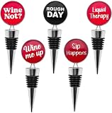 Funny Wine Stoppers Accessories for Wine Gifts, Set of 5 Bottle Stopper for Women and Men, Perfect B