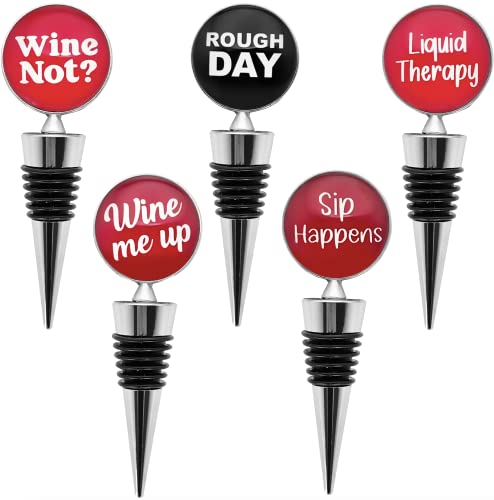 Funny Wine Stoppers Accessories For Wine Gifts, Set Of 5 Bottle Stopper For Women And Men, Perfect Beverage Topper Gift #TOP7