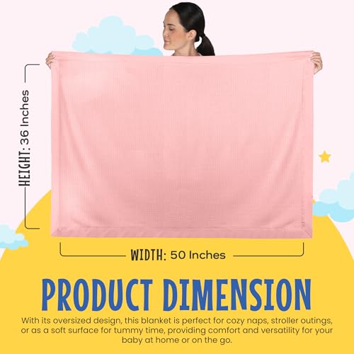 Image of Blankets - Thermal Waffle Warm Baby Blanket for Crib - Soft and Cozy Baby Crib Blanket for Nursery, Stroller, or Naptime Comfort - Ideal Shower Gift - Pink, Nylon Trim (36 inch x 50 inch)