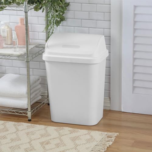Sterilite Swing Top Wastebasket, Trash Can, 7.8 Gallon, White, 6-Pack - image 6