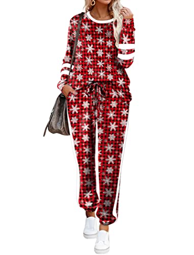 Image of Aloodor Sweatsuit for Women 2 Piece Outfits for Womens Crewneck Sweatshirts Pullover