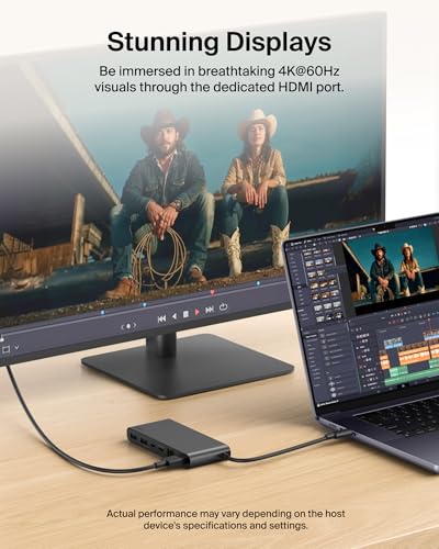 Image of Belkin USB Hub for Laptop 8-in-1, USB C Hub - Multi USB Port Adapter with 2.5Gbps Ethernet, 4K HDMI @ 60Hz, 100W USB-C PD, 10Gbps Transfer | Type C Hub for MacBook, iPad Pro, Windows, ChromeOS