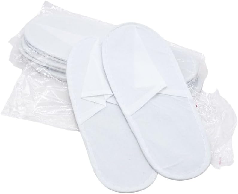 30 Pairs White Disposable Slippers – Non-Slip Sole, Soft & Breathable – Individually Wrapped – Guest, Spa Slippers, Hotel Amenities – Made in Turkey