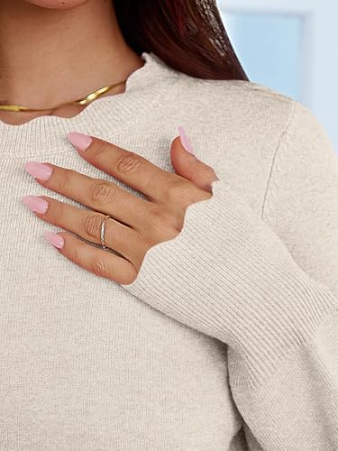 ANRABESS Sweaters for Women Loose Fit Lightweight Soft Dressy Scalloped Long Sleeve Pullover Tops 2026 Fall Casual Outfits — view 4
