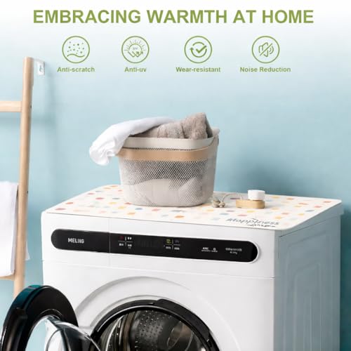 Image of Homecloud Non-Slip Washing Machine Mat - Durable Waterproof Protective Cover for Washer & Dryer, Dust-Resistant Mat Ideal for Laundry Room & Kitchen Appliances | 60x60cm (Happiness Cream)